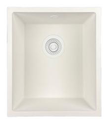 GraniteMy Universele granieten witte spoelbak 34x40 cm fehér ráépíthető, aláépíthető és munkalap szintjébe süllyeszthető fehér dugóval 1208967146