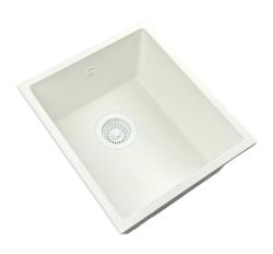GraniteMy Universele granieten witte spoelbak 34x40 cm fehér ráépíthető, aláépíthető és munkalap szintjébe süllyeszthető fehér dugóval 1208967146