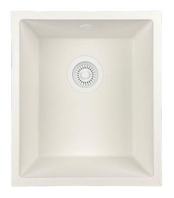 GraniteMy Universele granieten witte spoelbak 34x40 cm fehér ráépíthető, aláépíthető és munkalap szintjébe süllyeszthető fehér dugóval 1208967146