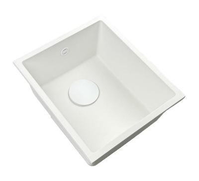 GraniteMy Universele granieten witte spoelbak 34x40 cm fehér ráépíthető, aláépíthető és munkalap szintjébe süllyeszthető fehér dugóval 1208967146