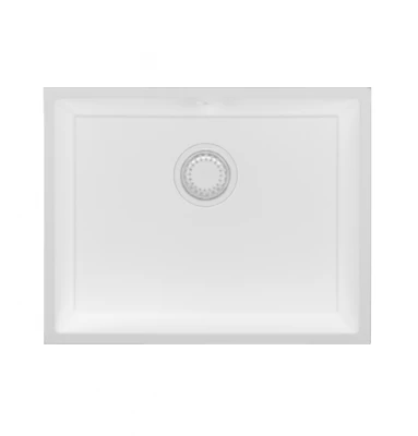 GraniteMy universele granieten witte spoelbak 55x40 cm wit opbouw, onderbouw en vlakbouw met witte plug 1208967153