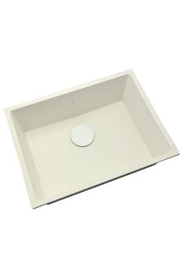 GraniteMy universele granieten witte spoelbak 55x40 cm wit opbouw, onderbouw en vlakbouw met witte plug 1208967153