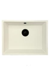 GraniteMy Universele granieten witte spoelbak 55x40 cm opbouw, onderbouw en vlakbouw fehér színben fekete dugóval 1208967154