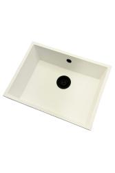 GraniteMy Universele granieten witte spoelbak 55x40 cm opbouw, onderbouw en vlakbouw fehér színben fekete dugóval 1208967154
