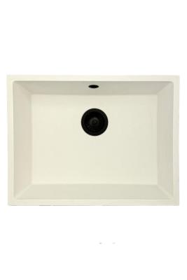 GraniteMy Universele granieten witte spoelbak 55x40 cm opbouw, onderbouw en vlakbouw fehér színben fekete dugóval 1208967154