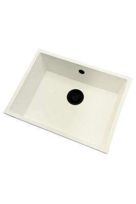 GraniteMy Universele granieten witte spoelbak 55x40 cm opbouw, onderbouw en vlakbouw fehér színben fekete dugóval 1208967154