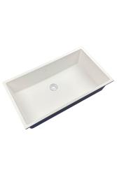 GraniteMy Universele grote witte granieten spoelbak 74x40 cm wit, geschikt voor opbouw, onderbouw en vlakbouw, met witte plug 1208967160