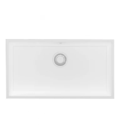 GraniteMy Universele grote witte granieten spoelbak 74x40 cm wit, geschikt voor opbouw, onderbouw en vlakbouw, met witte plug 1208967160
