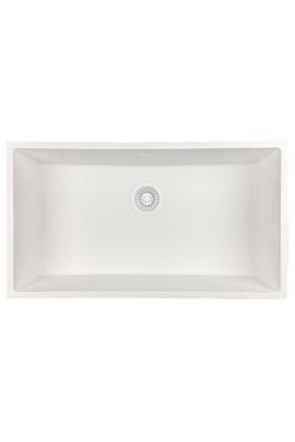 GraniteMy Universele grote witte granieten spoelbak 74x40 cm wit, geschikt voor opbouw, onderbouw en vlakbouw, met witte plug 1208967160