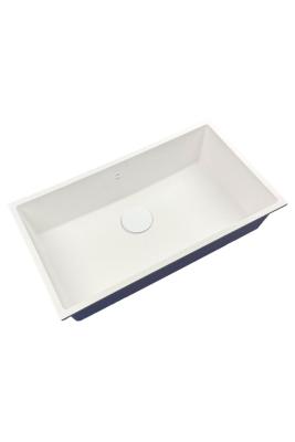 GraniteMy Universele grote witte granieten spoelbak 74x40 cm wit, geschikt voor opbouw, onderbouw en vlakbouw, met witte plug 1208967160