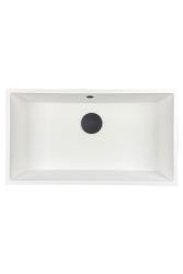 GraniteMy Universele granieten grote witte spoelbak 74x40 cm fehér beépíthető, aláépíthető és süllyesztett fekete dugóval 1208967161