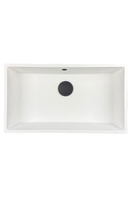 GraniteMy Universele granieten grote witte spoelbak 74x40 cm fehér beépíthető, aláépíthető és süllyesztett fekete dugóval 1208967161