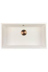GraniteMy Universele granieten grote witte spoelbak 74x40 cm wit opbouw, onderbouw en vlakbouw met koperen plug 1208967162