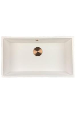 GraniteMy Universele granieten grote witte spoelbak 74x40 cm wit opbouw, onderbouw en vlakbouw met koperen plug 1208967162