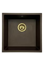 GraniteMy Universele granieten café spoelbak 40x40 cm opbouw, onderbouw en vlakbouw met goot plug 1208967218