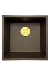 GraniteMy Universele granieten café spoelbak 40x40 cm opbouw, onderbouw en vlakbouw met goot plug 1208967218
