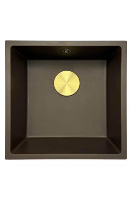 GraniteMy Universele granieten café spoelbak 40x40 cm opbouw, onderbouw en vlakbouw met goot plug 1208967218
