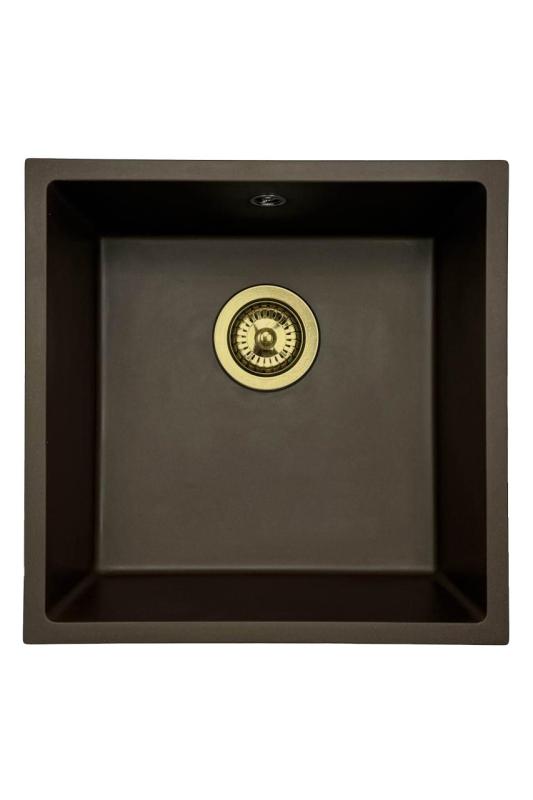 GraniteMy Universele granieten café spoelbak 40x40 cm opbouw, onderbouw en vlakbouw met goot plug 1208967218