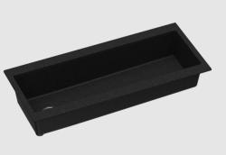 GraniteMy Trog gránit nagy fekete mosogató 116x50 cm fekete felépítmény csaptelephellyel és rozsdamentes acél dugóval 1208967236