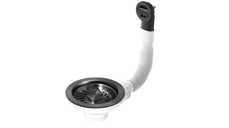 Granitemy kosár dugó szett PVD csiszolt gun metal, lefolyó szett mosogatóhoz, kerek és téglalap alakú túlfolyóval 1208967253