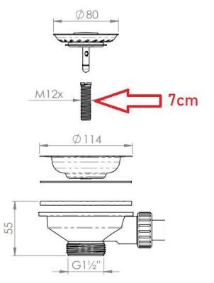 Granitemy üreges csavar 7cm M12x70mm kosárdugó készlet meghosszabbítására vastag anyagokhoz 1208967255