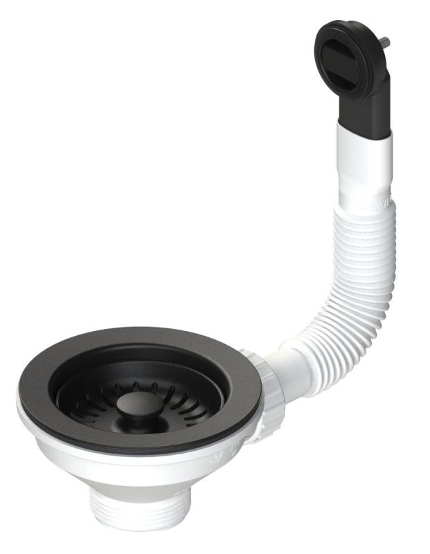 Granitemy kosár dugó készlet, matt fekete, mosogató lefolyó készlet, kerek és téglalap alakú túlfolyóval 1208967256