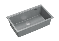 Quadri Newport II nagy és mély mosogatótálca gránit felépítéssel és alépítéssel szürke mosogatótálca 76x45cm rozsdamentes acél dugóval 1208967272