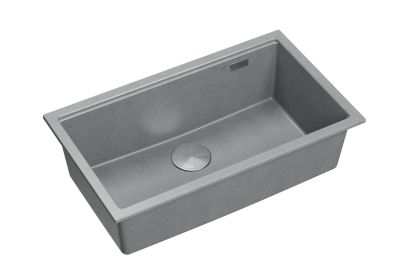 Quadri Newport II nagy és mély mosogatótálca gránit felépítéssel és alépítéssel szürke mosogatótálca 76x45cm rozsdamentes acél dugóval 1208967272
