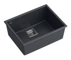 Quadri Quadrangle antraciet gránit alsó szerelésű mosogató 55x42cm rozsdamentes acél dugóval 1208967273