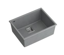 Quadri Quadrangle szürke gránit alsó építésű mosogató 55x42 cm rozsdamentes acél dugóval 1208967274