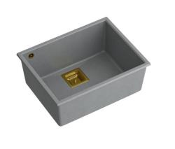 Quadri Quadrangle szürke gránit beépíthető mosogató arany dugóval 55x42 cm 1208967275
