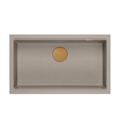 Quadri Newport II nagy és mély mosogató gránitból, felülre és alulra szerelhető taupe színű mosogató 76x45 cm réz dugóval 1208967308