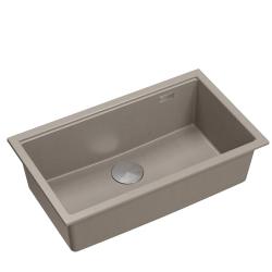 Quadri Newport II nagy és mély mosogató gránit felépítésű és beépíthető taupe mosogató 76x45cm rozsdamentes acél dugóval 1208967310