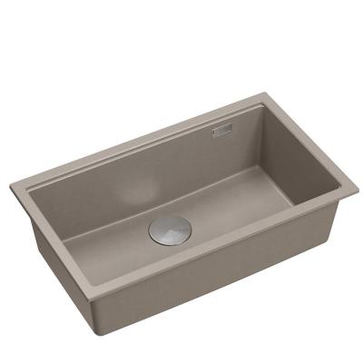Quadri Newport II nagy és mély mosogató gránit felépítésű és beépíthető taupe mosogató 76x45cm rozsdamentes acél dugóval 1208967310