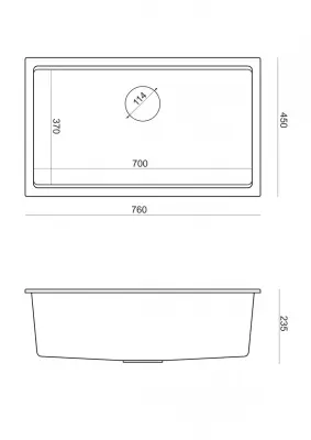 Quadri Newport II nagy és mély mosogatótálca gránit anyagból felépítve és aláépítve, antracit színű mosogatótálca 76x45cm arany dugóval 1208967312