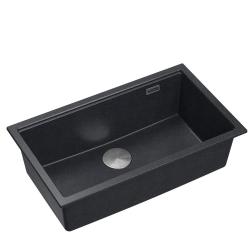 Quadri Newport II nagy és mély mosogató gránit felépítésű és beépíthető antracit mosogató 76x45 cm rozsdamentes acél dugóval 1208967313