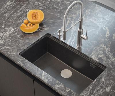 Quadri Newport II nagy és mély mosogató gránit felépítésű és beépíthető antracit mosogató 76x45 cm rozsdamentes acél dugóval 1208967313