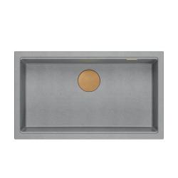 Quadri Newport II nagy és mély mosogató gránit felépítmény és beépített szürke mosogató 76x45 cm réz dugóval 1208967314