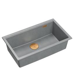 Quadri Newport II nagy és mély mosogató gránit felépítmény és beépített szürke mosogató 76x45 cm réz dugóval 1208967314