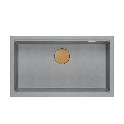 Quadri Newport II nagy és mély mosogató gránit felépítmény és beépített szürke mosogató 76x45 cm réz dugóval 1208967314