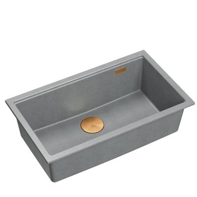 Quadri Newport II nagy és mély mosogató gránit felépítmény és beépített szürke mosogató 76x45 cm réz dugóval 1208967314