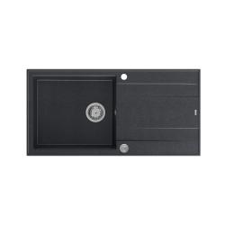 Quadri Luton antraciet graniet opbouw spoelbak met afdruipvlak omkeerbaar 100x50 cm met roestvrijstalen plug 1208967320