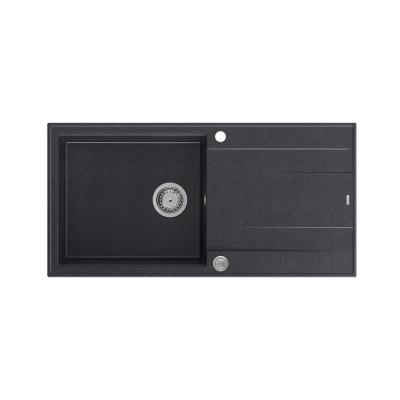 Quadri Luton antraciet graniet opbouw spoelbak met afdruipvlak omkeerbaar 100x50 cm met roestvrijstalen plug 1208967320