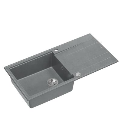 Quadri Luton szürke gránit felépítmény mosogató csepegtetőfelülettel, megfordítható, 100x50cm, rozsdamentes acél dugóval, 1208967323