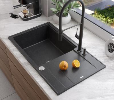 Quadri Luton antracit gránit nagy felépítésű mosogató csapágyazva, csepegtetővel, fordítható 86x50cm rozsdamentes acél dugóval 1208967333