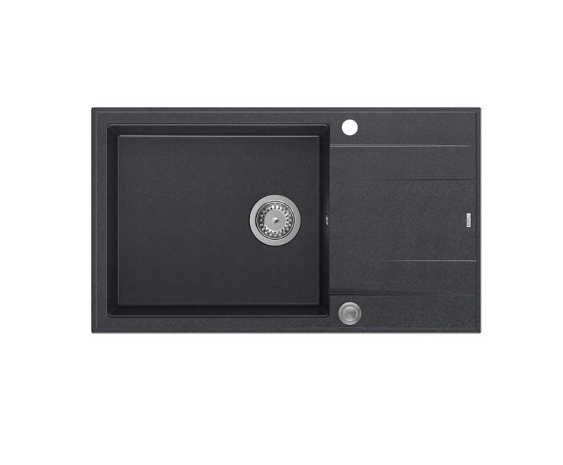Quadri Luton antracit gránit nagy felépítésű mosogató csapágyazva, csepegtetővel, fordítható 86x50cm rozsdamentes acél dugóval 1208967333