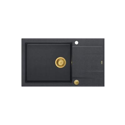 Quadri Luton antraciet granieten grote opbouw spoelbak met afdruipvlak omkeerbaar 86x50cm met gouden plug 1208967334

Quadri Luton nagy, antracit gránit mosogatótálca csepegtető felülettel, m