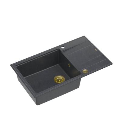 Quadri Luton antraciet granieten grote opbouw spoelbak met afdruipvlak omkeerbaar 86x50cm met gouden plug 1208967334

Quadri Luton nagy, antracit gránit mosogatótálca csepegtető felülettel, m