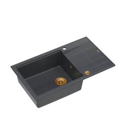 Quadri Luton antraciet granieten grote opbouw spoelbak met afdruipvlak omkeerbaar 86x50cm met koperen plug 1208967335

Quadri Luton nagy, antracit gránit felületi mosogatótálca csepegtetővel,