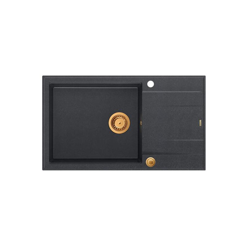 Quadri Luton antraciet granieten grote opbouw spoelbak met afdruipvlak omkeerbaar 86x50cm met koperen plug 1208967335

Quadri Luton nagy, antracit gránit felületi mosogatótálca csepegtetővel,